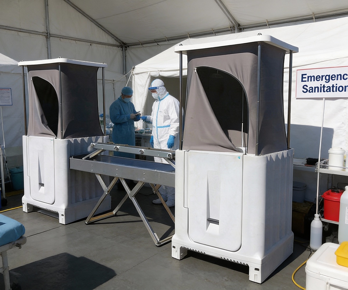 Soluciones sanitarias plegables para emergencias y proyectos humanitarios